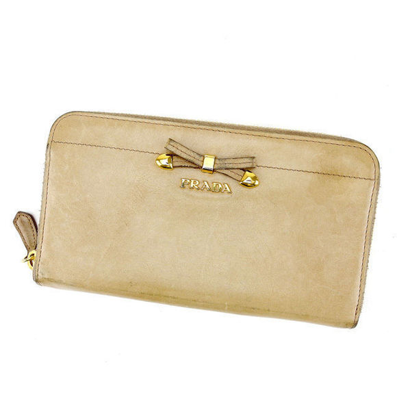 Prada zip leather long beige Wallet accessory - Picture 1 of 6